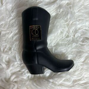 Oneida 24% Lead Crystal Black Boot Figurine Hand Cut and Blown
